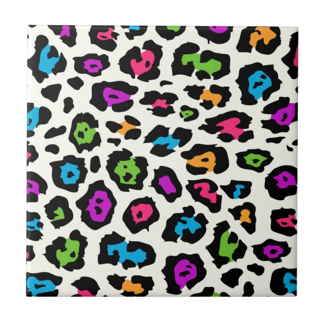 Colourful Leopard Print Tile (Front)