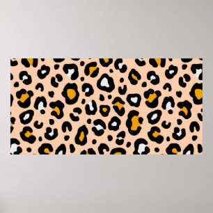 Colourful leopard seamless pattern. Fashion stylis Poster