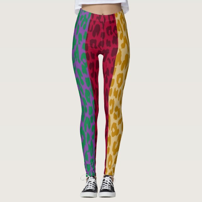 Colourful Leopard Skin Pattern #35 Leggings (Front)