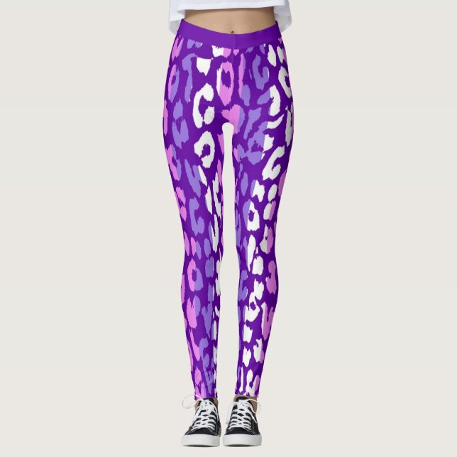 Colourful Leopard Skin Pattern Leggings (Front)