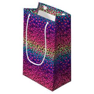 Colourful leopard skin pattern small gift bag