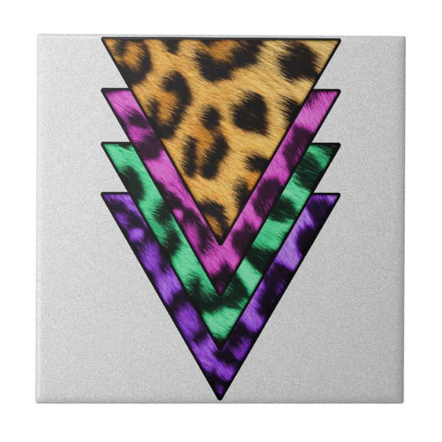 Colourful Leopard Triangles Tile (Front)