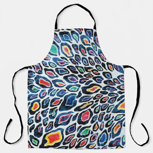 Colourful Leopard: Vibrant Texture Print Apron (Front)