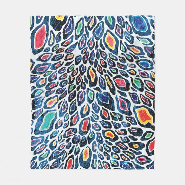 Colourful Leopard: Vibrant Texture Print Fleece Blanket (Front)