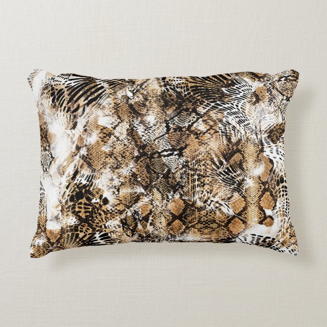 Colourful Leopard Zebra Camouflage Pattern Accent Pillow (Front)