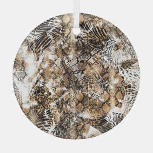 Colourful Leopard Zebra Camouflage Pattern Glass Ornament