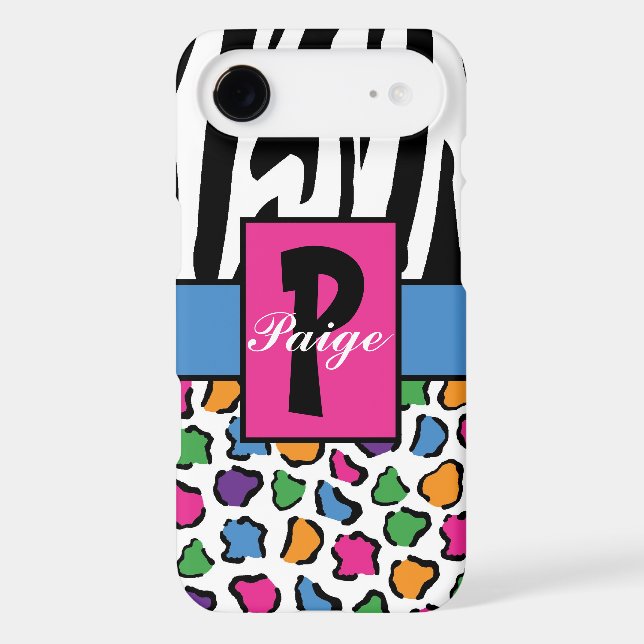 Colourful Leopard & Zebra Print Personalized Case-Mate iPhone Case (Back)