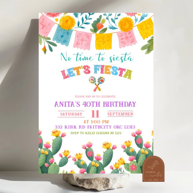 Colourful Let's Fiesta Birthday Invitation (Creator Uploaded)