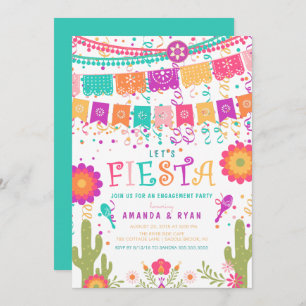Colourful Let's Fiesta Engagement Party invitation