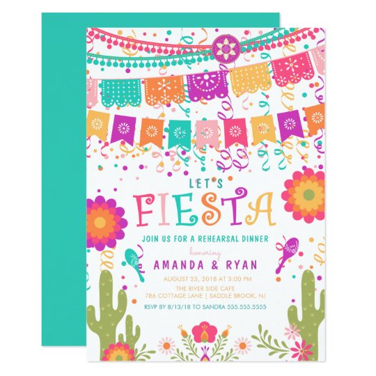 Colourful Let's Fiesta Rehearsal Dinner Invitation | Zazzle.ca