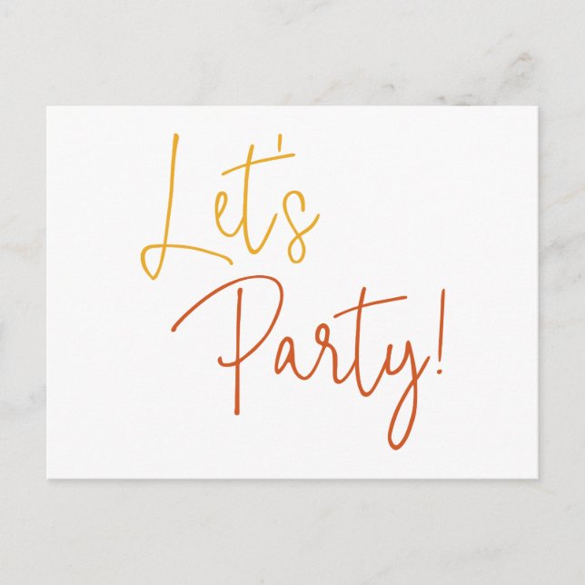 Colourful Let's Party Informal Wedding Reception Postcard (Front)