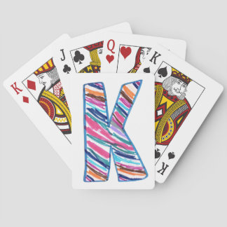 Colourful Letter K as in Kay Playing Cards