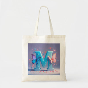 Colourful Letter M with Butterflies Tote Bag