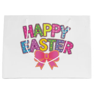 Colourful Lettered Happy Easter Large Gift Bag