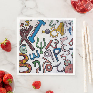 Colourful Letters and Numbers Napkin