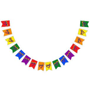 Colourful LGBT Gay Pride Love Rainbow Heart Bunting Flags