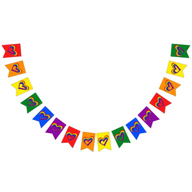 Colourful LGBT Gay Pride Love Rainbow Heart Bunting Flags (All)