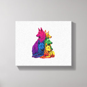 Colourful LGBT Pride German Shepherd Dog Pile Canvas Print