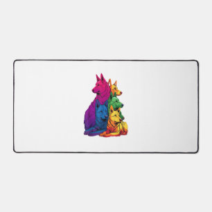 Colourful LGBT Pride German Shepherd Dog Pile Desk Mat