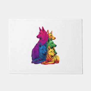 Colourful LGBT Pride German Shepherd Dog Pile Doormat