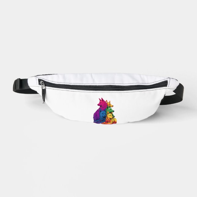 Colourful LGBT Pride German Shepherd Dog Pile  Fanny Pack (Front)