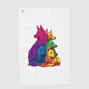 Colourful LGBT Pride German Shepherd Dog Pile  Golf Towel