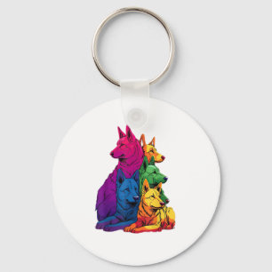 Colourful LGBT Pride German Shepherd Dog Pile Keychain