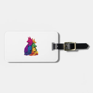 Colourful LGBT Pride German Shepherd Dog Pile  Luggage Tag
