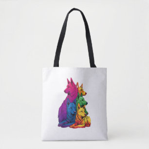 Colourful LGBT Pride German Shepherd Dog Pile  Tote Bag