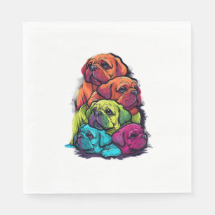 Colourful LGBT Pride Puggle Dog Pile Napkin