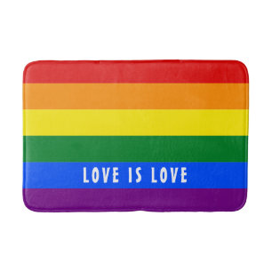 Colourful LGBT Rainbow Gay Pride Flag Custom Text Bath Mat