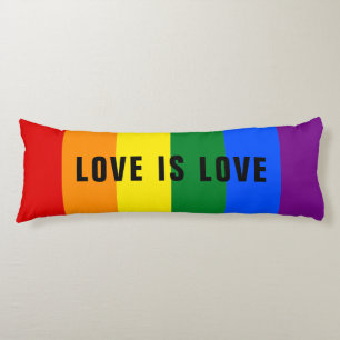 Colourful LGBT Rainbow Gay Pride Flag Custom Text Body Pillow