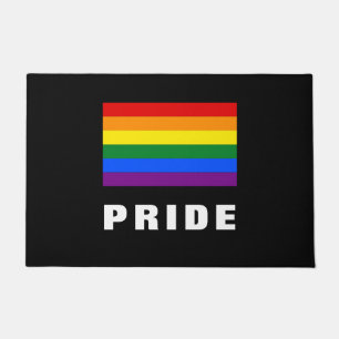 Colourful LGBTQ Rainbow Gay Pride Flag Custom Text Doormat