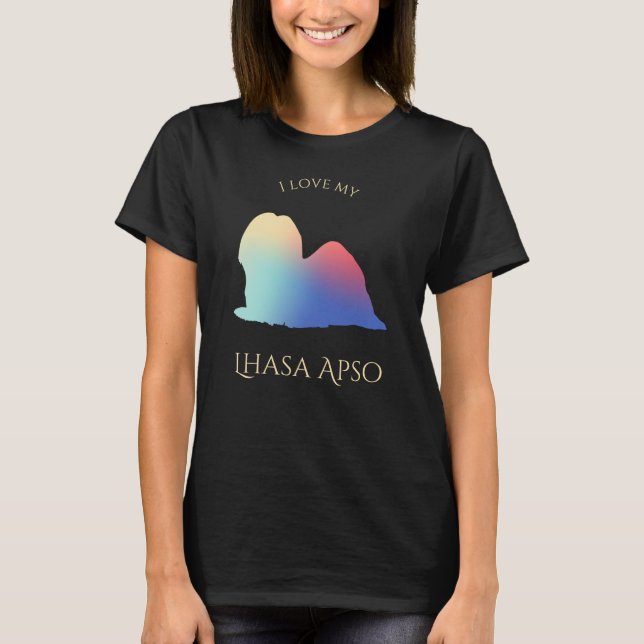 Colourful Lhasa Apso Silhouette T-Shirt (Front)