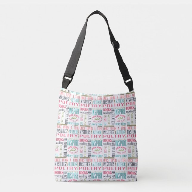 Colourful Library Words Subway Art  Crossbody Bag (Front)