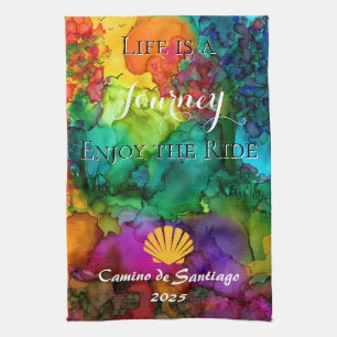 Colourful Life is a Journey Enjoy the Ride Kitchen Towel