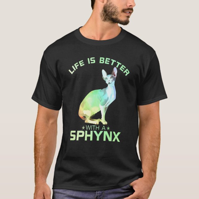 Colourful Life Is Better With A Sphynx Cat Cute Ki T-Shirt (Front)