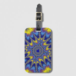 Colourful Light Blue and Yellow Fractal Luggage Tag