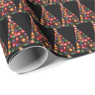 Colourful Lighted Christmas Tree Pattern Wrapping Paper