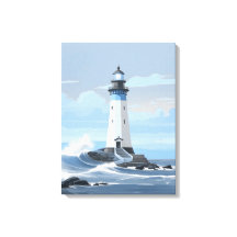 Colourful lighthouse on the ocean