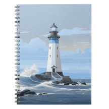 Colourful lighthouse on the ocean