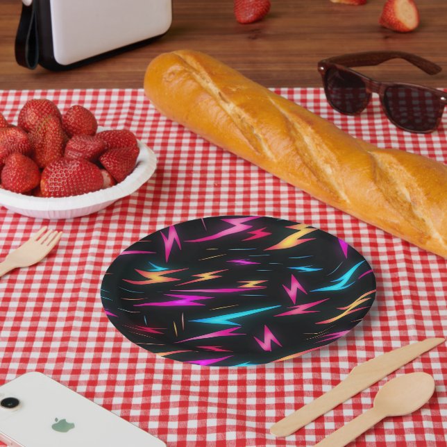 Colourful Lightning Bolt Pattern  Paper Plate (Picnic)