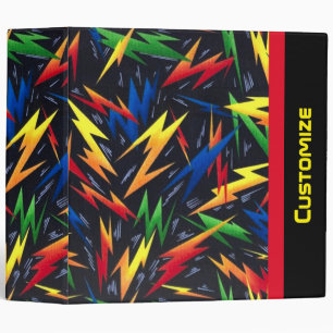 Colourful Lightning Bolts Pattern Binder