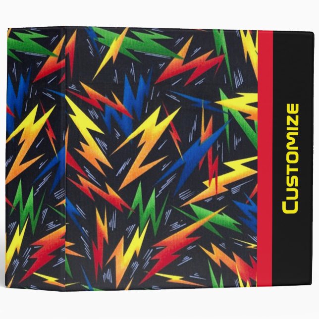 Colourful Lightning Bolts Pattern Binder (Front/Spine)
