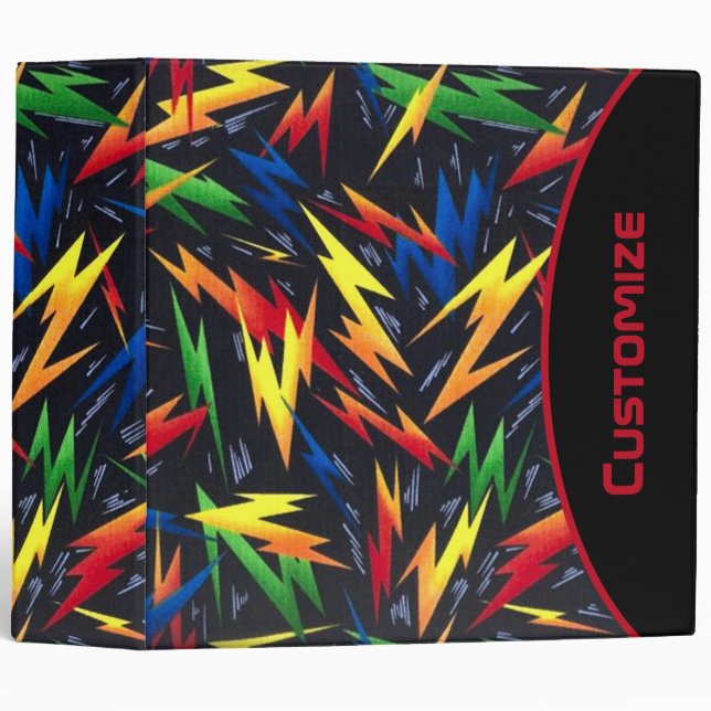 Colourful Lightning Bolts Pattern Binder (Front/Spine)