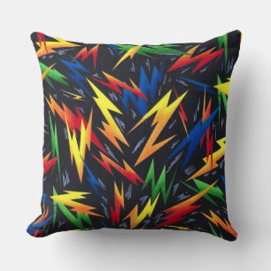 Colourful Lightning Bolts Pattern Throw Pillow