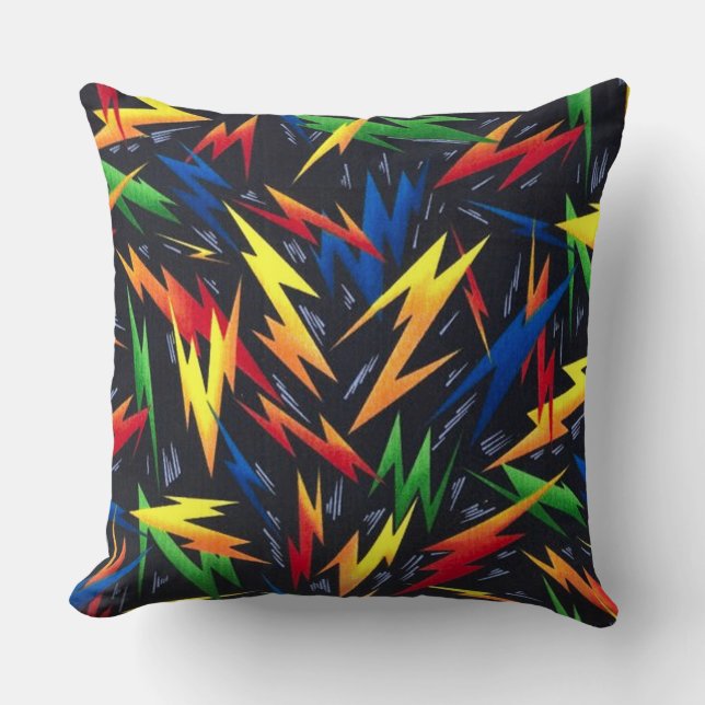 Colourful Lightning Bolts Pattern Throw Pillow (Front)