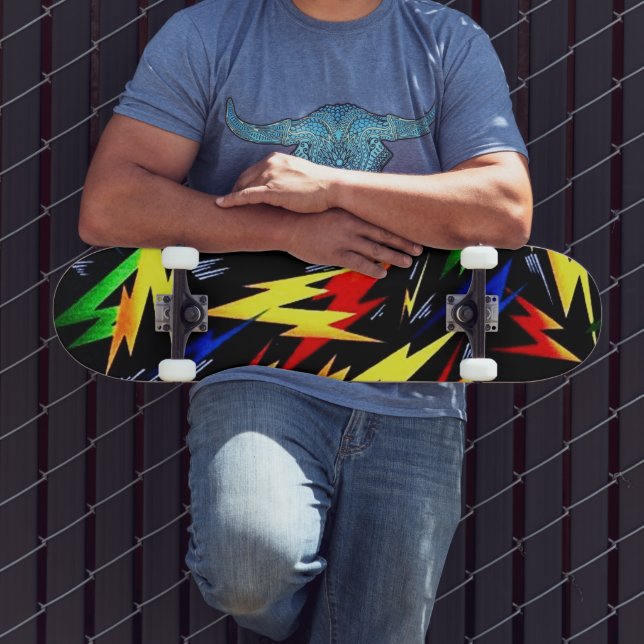 Colourful Lightning Bolts Skateboard (Outdoor 3)