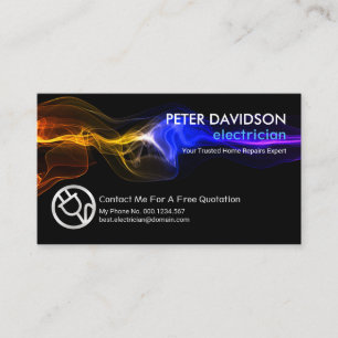 Colourful Lightning Strike Home Electrician Servic Business Card
