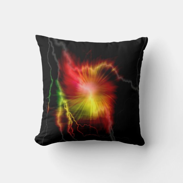 Colourful lightning throw pillow (Front)